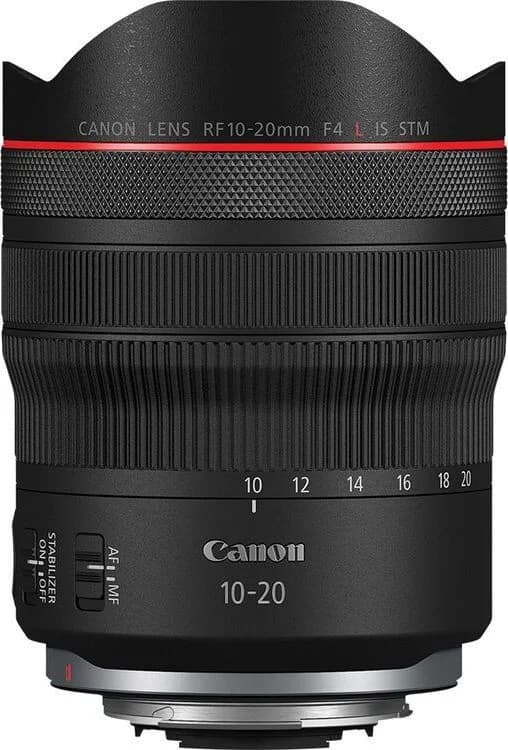 RF 10-20mm F4 L IS USM shown to scale