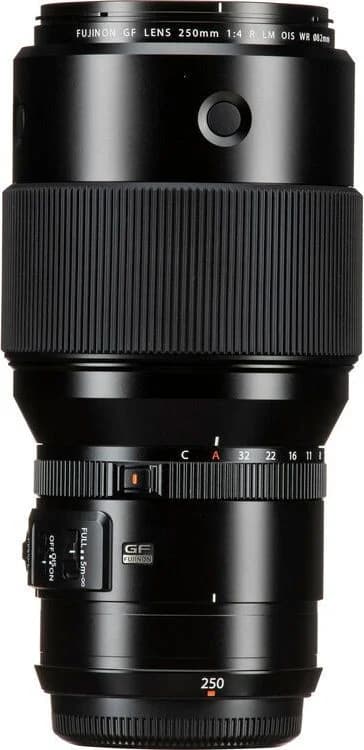 GF 250mm F4 R LM OIS WR shown to scale
