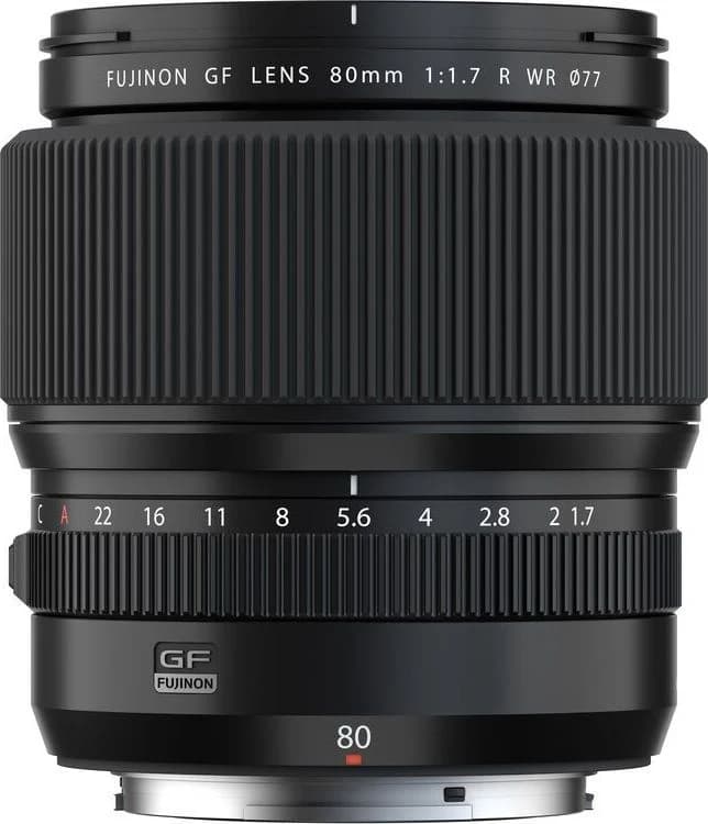 GF 80mm F1.7 R WR shown to scale