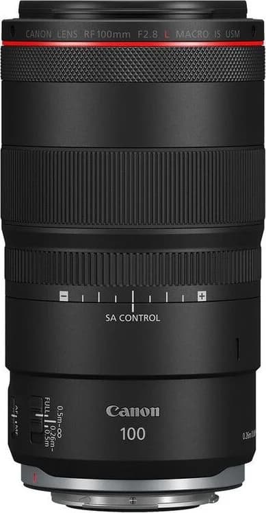 RF 100mm F2.8L Macro IS USM shown to scale